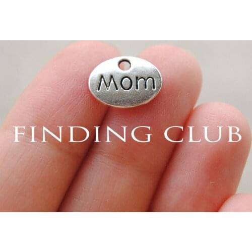 50 pcs 12x9mm Silver Color Letter "Mom" pendant Charms DIY Pendants For Floating Locket Accessories A728