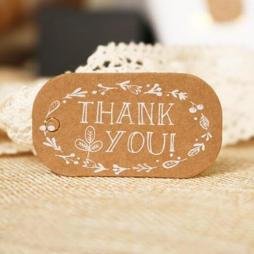 50pcs Thank you Kraft Paper Tags Party Wedding Gift Box Packing Bags DIY Gift Tags Handmade Hang Tags Labels Hemp Strings