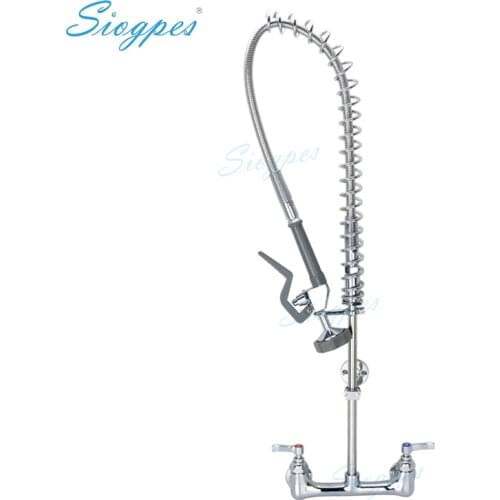 8" 203mm Wall Mount Commercial Pre-rinse Faucet with Spray Gun for Food Service Complete Unit