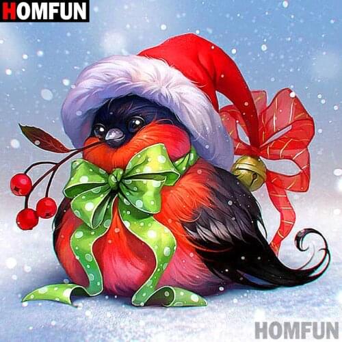 HOMFUN Full Square/Round Drill 5D DIY Diamond Painting "Christmas bird" 3D Diamond Embroidery Cross Stitch Home Decor A19753