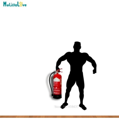 Bodybuilder Funny Design brandblusser Sticker Fire Safety Waterproof Removable Vinyl wall sticker Wallpaper BA326
