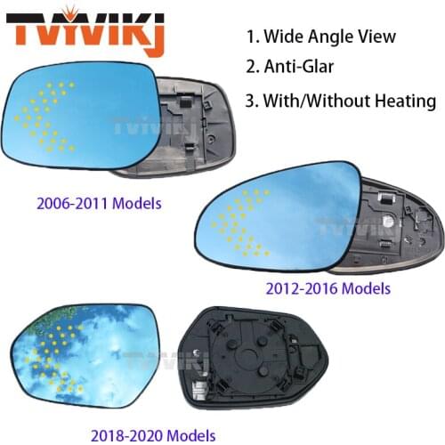 TVYVIKJ Side Rearview Mirror Blue Glass Lens With LED Indicate light For Toyota Camry 2006-2020 Wide Angle View anti glare