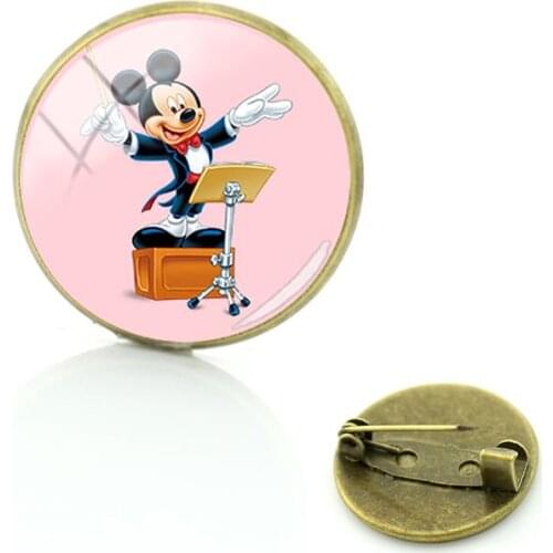 Disney Retro Glass Cabochon Mickey Pin Pin Antique Mickey Mouse Badge Jewelry Butterfly Brooch Mens Gift