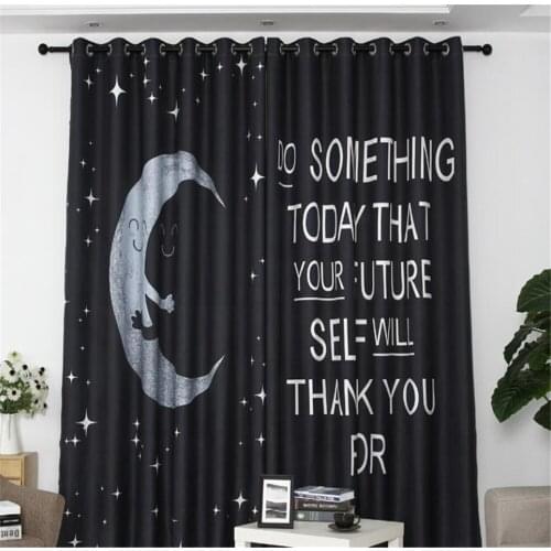 Black curtains stars curtain Custom finished blackout bedroom living room bay window simple modern 3d curtains