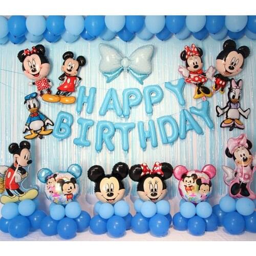 Disneys Mickey Minnies Birthday Decoration Scene Arranges The Balloon Background Wall for The Childrens Birthday Party