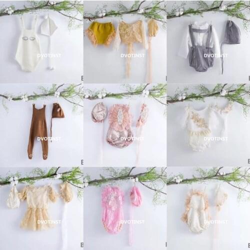 Dvotinst Baby Girls Photography Props Crochet Knitted Outfits Lace Dress Clothes Set Fotografia Studio Accessories Shoots Props
