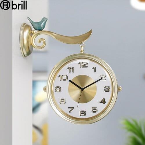 Double Sided Wall Clock Luxury Nordic Mute Wall Clock Living Room Creative Wall Decor Simple Wall Watches Home Decor Fashion