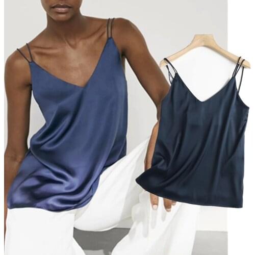 Jenny&Dave TshirtCamisetas Camisole Women Summer T Shirt Women England Style Simple Solid Fashion Satin Harajuku Verano Mujer