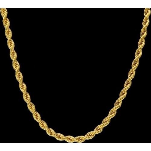 HIP Hop Width 3mm 4mm 5mm Rope Chain Necklace Twisted Gold 316L Stainless Steel Necklaces For Women Men Jewelry Dropshipping