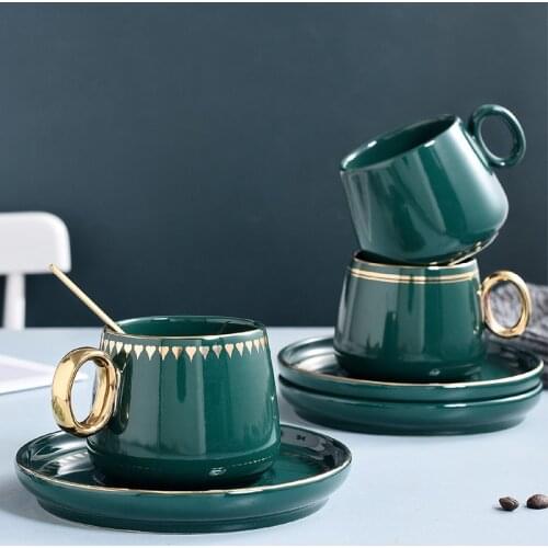 European-style Phnom Penh Ceramic Coffee Cup and Saucer Luxury Quality Office Afternoon Tea Home Coffee Set Cup and Saucer Set
