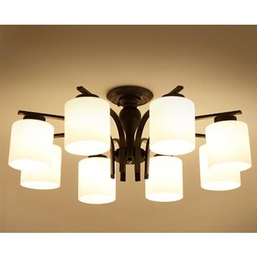 Frosted Glass Shade Metal Chandelier E27 Light Bulb Source Ceiling Lamp Classic Vintage Lighting Fixture