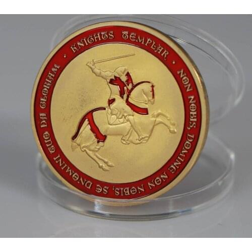 Masonic Coin Knights Templar Cross Christ Soldiers Crusader Commemorative Gold plated Coins
