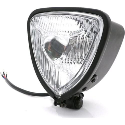 Motorcycle Retro Headlights Triangle Clear Lens Vintage Head Light Lamp For Custom Bobber Chopper Old School Cafe Racer