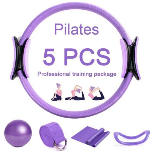 Pilates equipment 5pcs/set Pilates Ring+extension auxiliary belt+latex tension belt+Yoga ball+Yoga ring combination Accessories