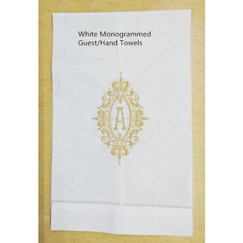 Set of 12 Guest Towels Linen Hemstitched Monogrammed Tea Towel 14X22-inch Cleaning Cloth Guest Hand Dish Kitchen Bathroom Towels