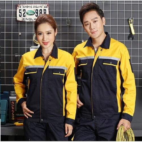 2020Spring Autumn Reflective Work Clothing set Men Women Wear-Resistant Coveralls Mechanic Auto Repair Factory Workshop Uniforms