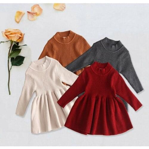 Newborn Baby Girls Princess Ruffle Knit Tutu Dress Sweater Dress Long Sleeve Toddler Infant Winter Autumn Dresses Clothes 0-5Y