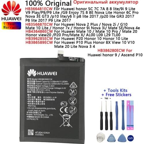 Original Replacement battery For Huawei P20/ P10 Plus Mate 10 20 Lite / Mate X SE 10 20/10 Pro Honor 7X P9 9 9i/8 9 lite