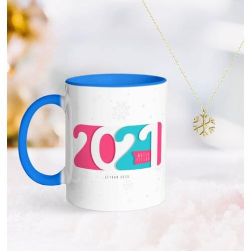 Personalized 2021 Happy birthday Blue Mug and Snow Them Kolye-6