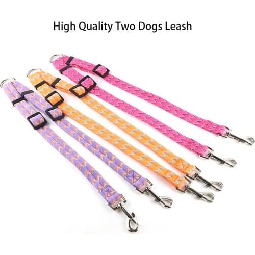 Two DOGS Leash Double Twin Lead Walking Leash Two Pets Cats Dual Couple Dog Leashes Nylon V Shape Leash for dog cat