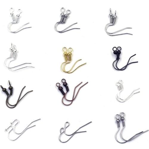 100Pcs Earrings Wire Hook Ear Alloy Copper Stainless Steel Classic Silver Gold Bronze Color Jewelry DIY Making Findings