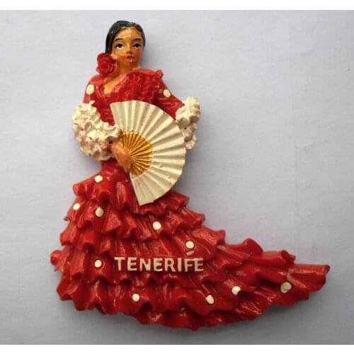 QIQIPP Spains Tenerife Tourism Memorial Fridge Sticker Flamingo Dance Girl Collection Travel Gifts