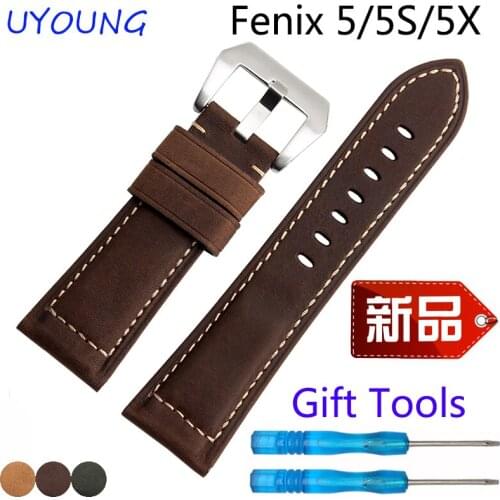 New arrival genuine leather watchband 20mm 22mm 26mm nubuck leather strap for Garmin Fenix 5s 5 5x