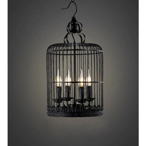 Retro industry American nostalgia living room bar iron cage candle light restaurant Chandelier Sitting Room Hanging Lights