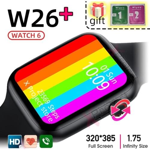 Smartwatch W26+ pro smart watch Watch 6 Bluetooth Men Womens watches Heart Rate reloj PK iwo 13 series 6 HW12 W26 W46 AK76 FK88