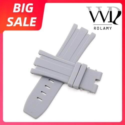Rolamy 28mm Top Luxury Waterproof Silicone Rubber Replacement Wrist Watch Band Strap For Audemars Piguet 42mm Royal Oak Offshore