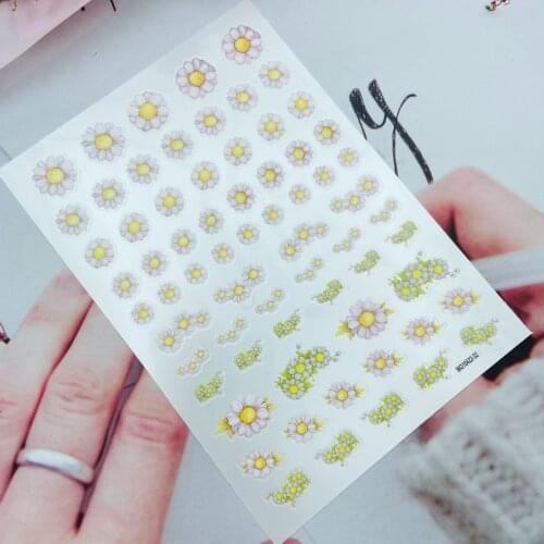 Diy Japanese Style Thin Light Traceless Nail Stickers Carton Dancing Bears & Sunflowers Back Glue Adhesive Dry Nail Decals Women