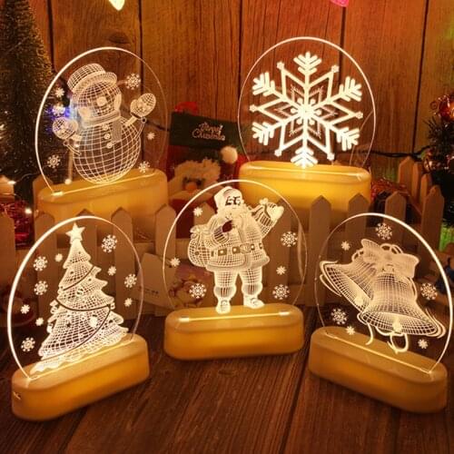 LED Room Decoration Night Lamps Elk Snowflakes Santa Claus Snowman Christmas Decoration Lamps Night Light Table Ornament