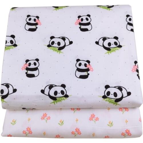 Syunss Panda Pink Floral Print Twill Cotton Fabric DIY Tissue Patchwork Telas Sewing Baby Toy Bedding Quilting Tecido The Cloth