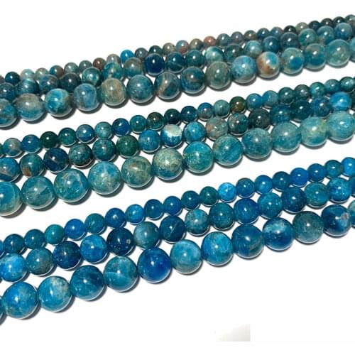 Fine 100% Natural South Africa Blue Apatite AAA Loose Round Stone Beads For Jewelry Making DIY Bracelet Necklace 6/8/10 MM 15