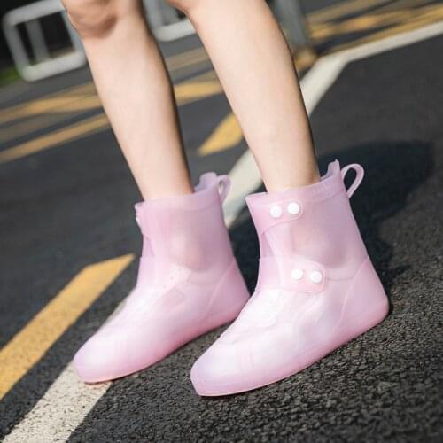 Thickened Protective Shoe Cover Waterproof Rain Shoe Cover Rain Boots Medium Pump PVC Rubber Non-slip Wear-resisting Ladies