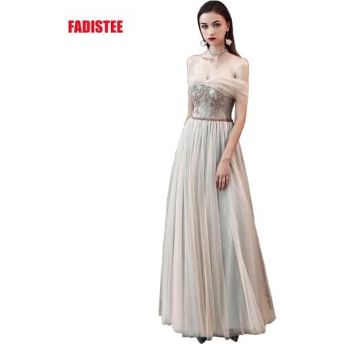FADISTEE 2019 New arrival party dress evening dress Vestido de Festa sexy tulle A-line crystal prom gown simple new style