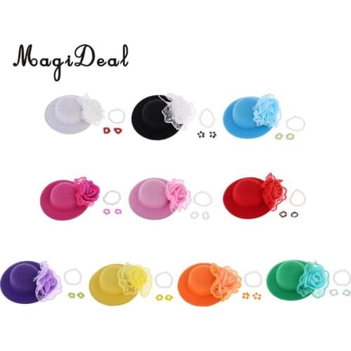 Vintage Bowler Doll Hat & Jewelly Set Necklace Bracelet For Doll Clothes Accessories