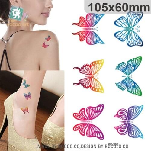 Harajuku waterproof temporary tattoos for women Beautiful colors butterfly design flash tattoo sticker RC2268