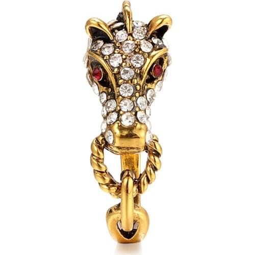 Wbmqda Fashion Antique Gold Horse Ring For Women Mosaic Crystal Vintage Animal Jewelry Party Rings Drop Shipping