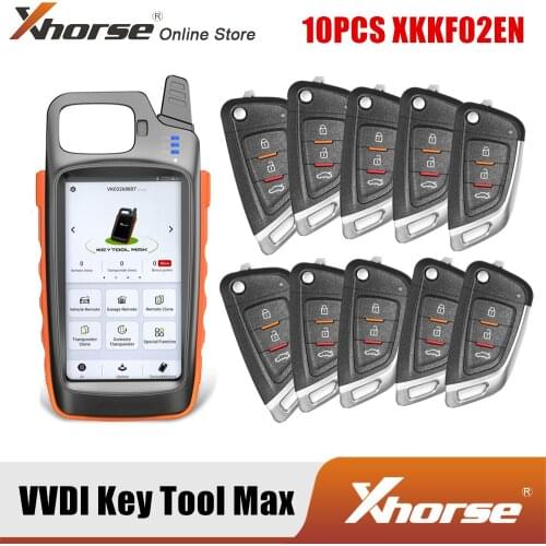Xhorse VVDI Key Tool Max with 10PCS XKKF02EN Wire Remote Key Knife Flip 3 Buttons Get Free ID48 96bit Function