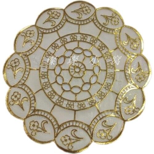 YJ-1003# Golden Diameter 12cm PVC Mat for plate bowl table hotel dining cushion ashtray vase Place mats/Waterproof(6 pieces/lot)