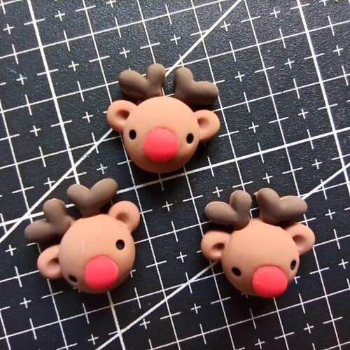 1pcs/lot resin flat back Christmas deer head cartoon 20mm fairy garden gnome moss terrarium decor crafts bonsai home DIY