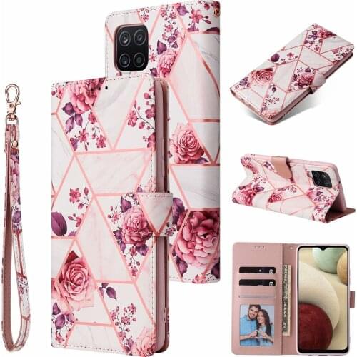 10pcs/lot Geometric Marble Stone Pattern for Samsung A12 A32 A52 A72 5G A21S Phone Bags Cover