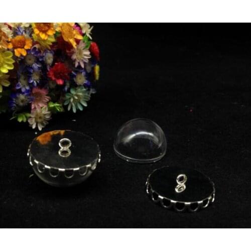 100ets/lot20mm glass dome setting lace base silver plated set glass globe necklace pendant glass vial pendant glass bottle cover