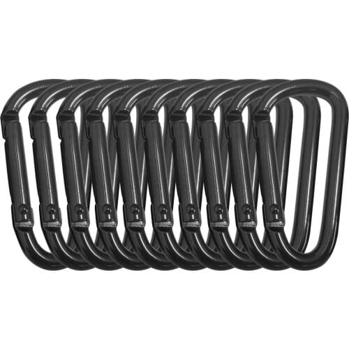 10x Black Hiking Climbing Carabiner Quickdraws Outdoor Sports Camp Snap Clip Hook Keychain Keyring