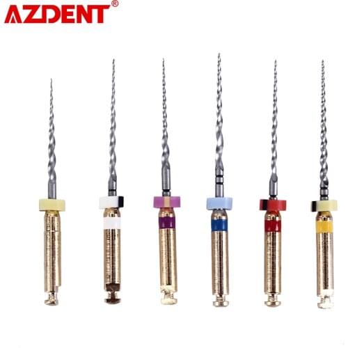 6PCS AZDENT Dental SX-F3 Engine Use NiTi Super Rotary File Machine Taper Dentist Tools Nickel Titanium Metal Root Canal File