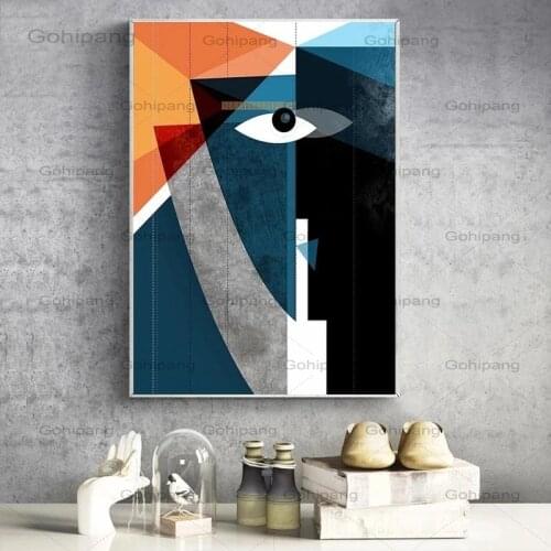 Abstract Splice Face Canvas Painting Modern Posters Print Geometric Wall Art Nordic Pictures for Living Room Bedroom Decoration