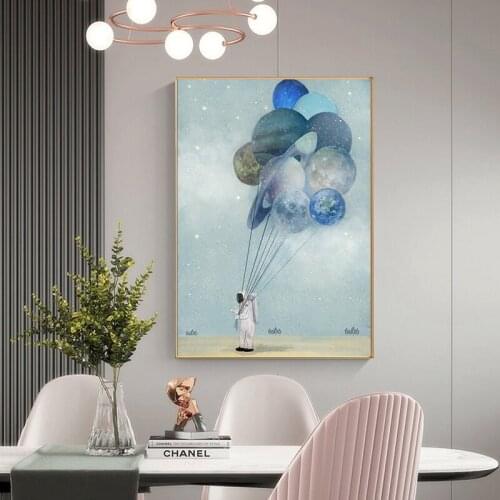 Abstract Cartoon Poster Illustration Astronaut Poster Nordic Canvas Painting Wall Picture Living Room Modern Home Wall Art