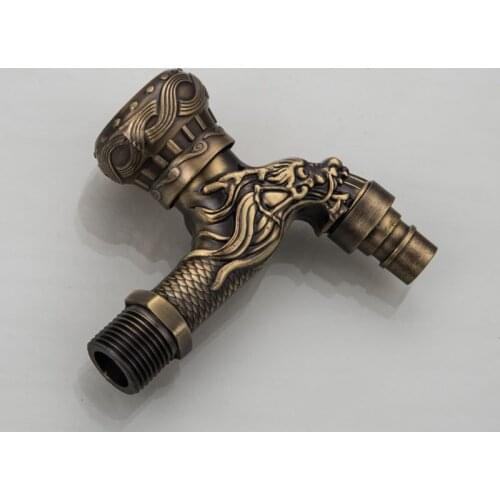 Antique Bronze Dragon Wall Mounted Tap Sink Faucet Dragon Washing Machine Tap