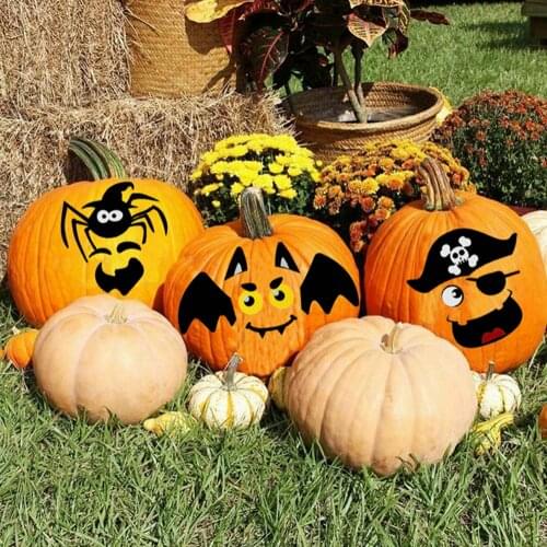 Behogar 12pcs Pumpkin Decorating Stickers Make Your Own Jack-O-Lantern Decorations Decals for Halloween Trick Treat Party Favors